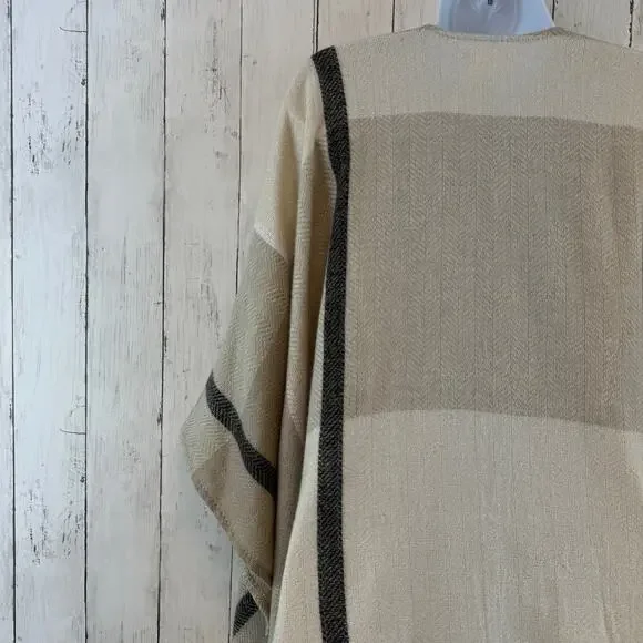 NWT Three Dots Neutral Tan/Black Plaid Miranda Cashmere Wrap One Size - Picture 9 of 11